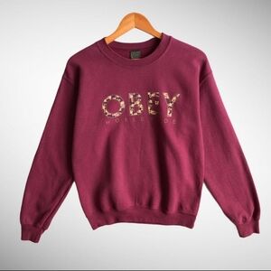 Vintage Maroon OBEY Sweatshirt Floral Logo